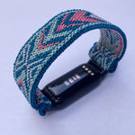 Elastic watch band for Fitbit Luxe hand made Boho hippie Elastic watch band New blue