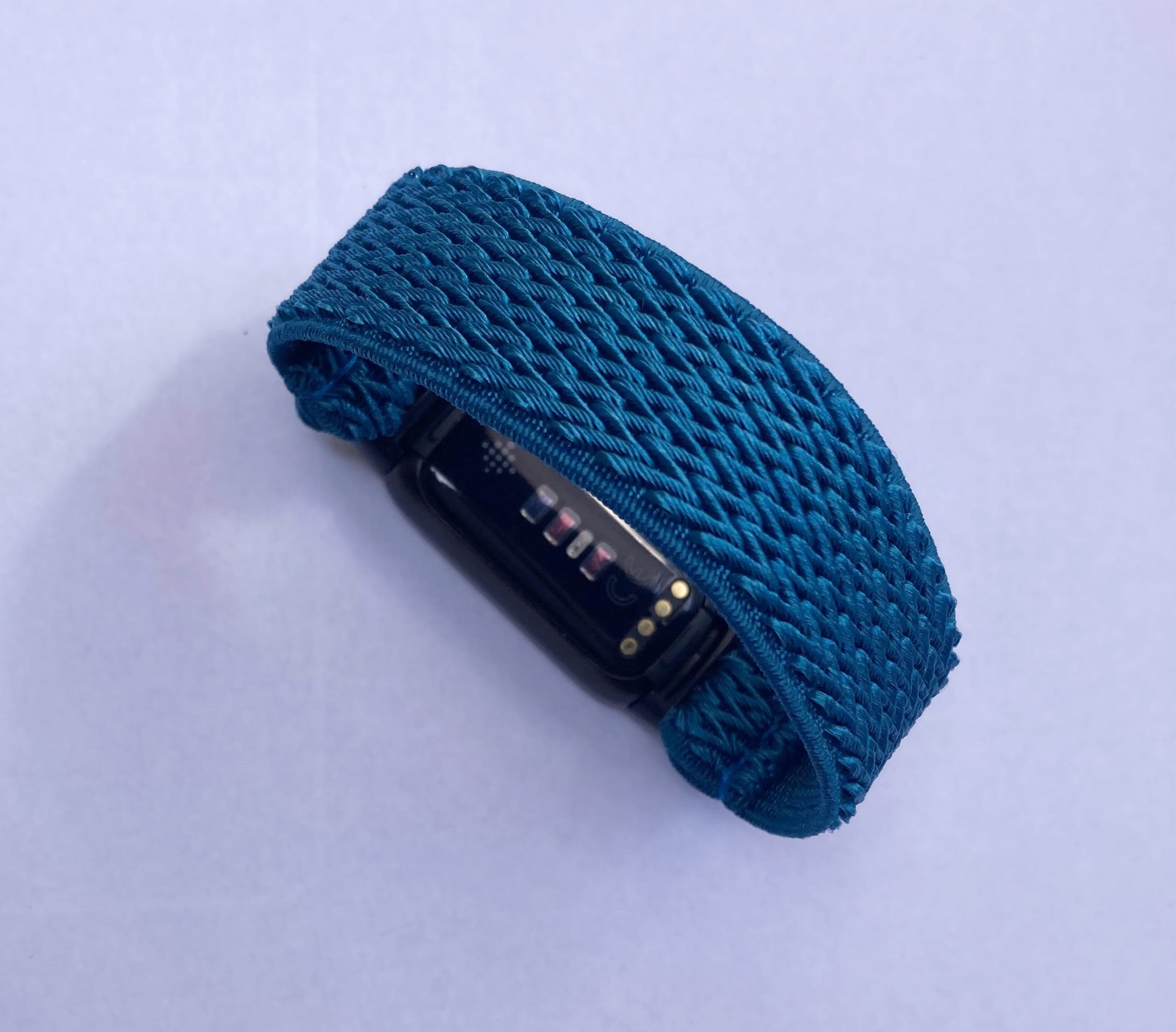 Elastic watch band for Fitbit Luxe hand made Boho hippie Elastic watch band New blue