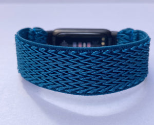 Elastic watch band for Fitbit Luxe hand made Boho hippie Elastic watch band New blue