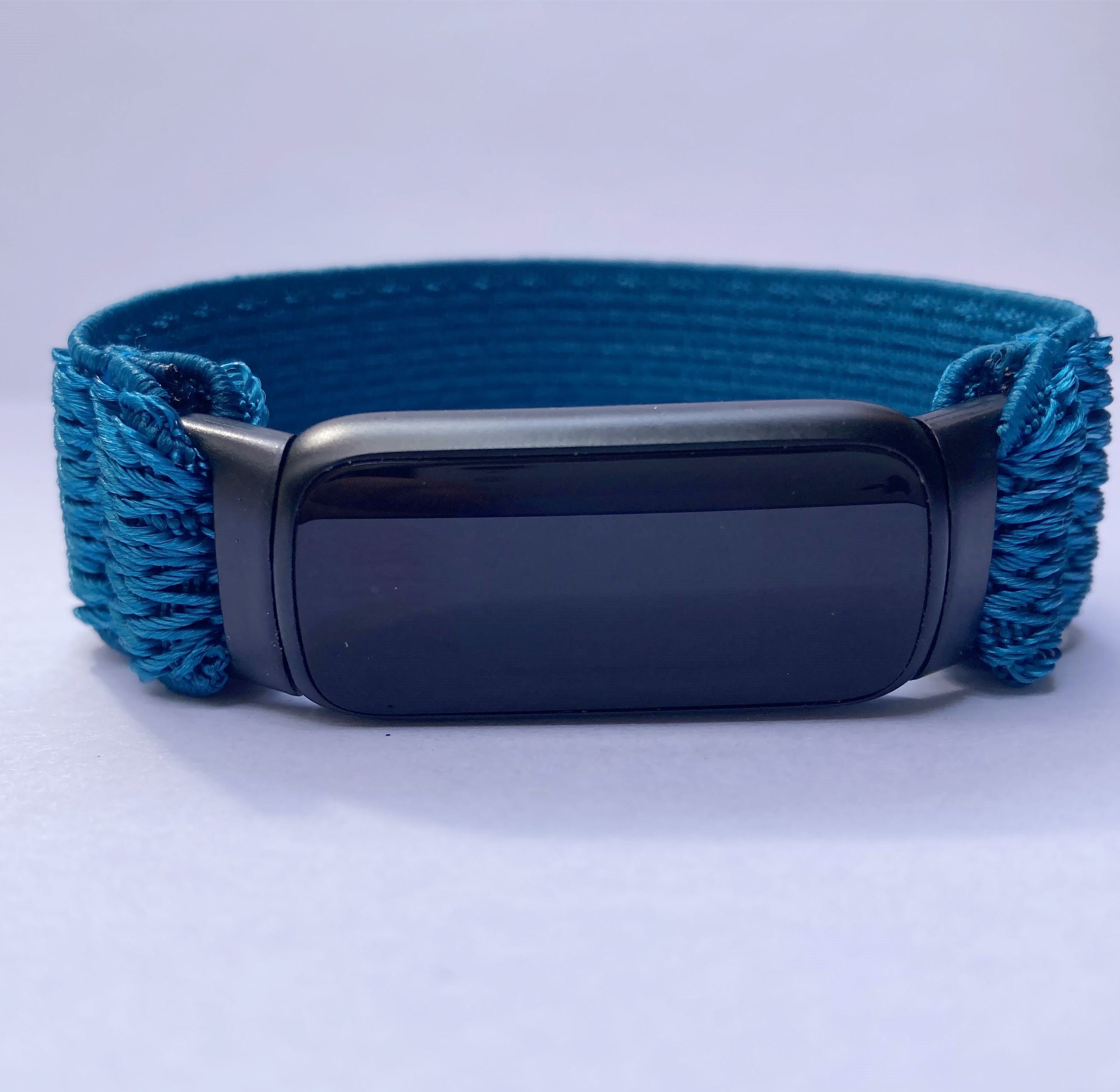 Elastic watch band for Fitbit Luxe hand made Boho hippie Elastic watch band New blue