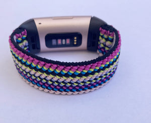 Elastic watch band for Fitbit charge 3 / 4 bands  Handmade Customized Boho hippie Fitbit 20mm bands