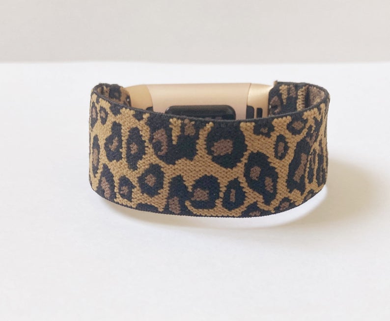 Elastic band for Fitbit charge 3 / 4 bands Handmade Customized Fitbit Charge 3 watch bands leopard print