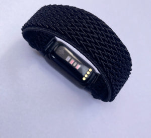 Elastic watch band for Fitbit Luxe hand made Boho hippie Elastic watch band Black New