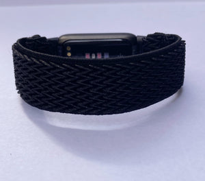 Elastic watch band for Fitbit Luxe hand made Boho hippie Elastic watch band Black New