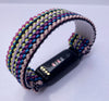 Elastic watch band for Fitbit Luxe hand made Boho hippie Elastic watch band rainbow