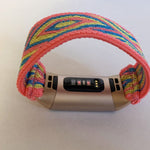 Elastic band for Fitbit charge 3 / 4 bands Handmade Customized Fitbit Charge 3 watch bands pink yellow and blue pattern