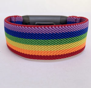 Elastic band for Fitbit charge 3 / 4 bands Handmade Customized Charge 3 / Charge 4 watch bands brown new patterns rainbow