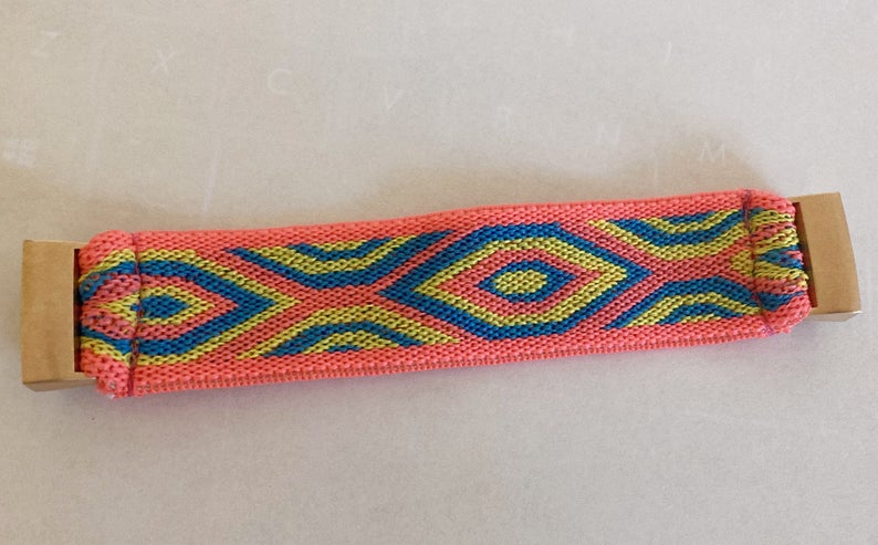 Elastic band for Fitbit charge 3 / 4 bands Handmade Customized Fitbit Charge 3 watch bands pink yellow and blue pattern