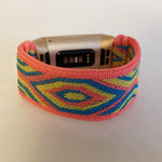 Elastic band for Fitbit charge 3 / 4 bands Handmade Customized Fitbit Charge 3 watch bands pink yellow and blue pattern