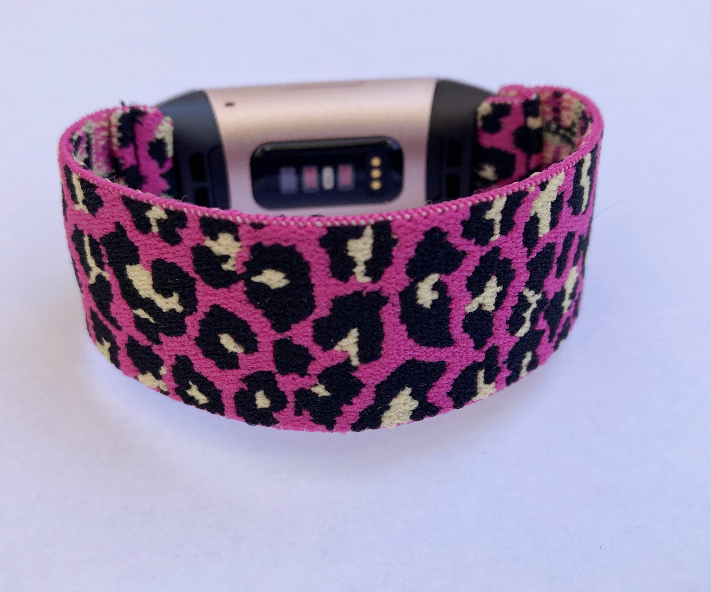 Elastic band for Fitbit charge 3 / 4 bands Handmade Customized Charge 3 watch bands pink leopard print