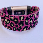 Elastic band for Fitbit charge 3 / 4 bands Handmade Customized Charge 3 watch bands pink leopard print