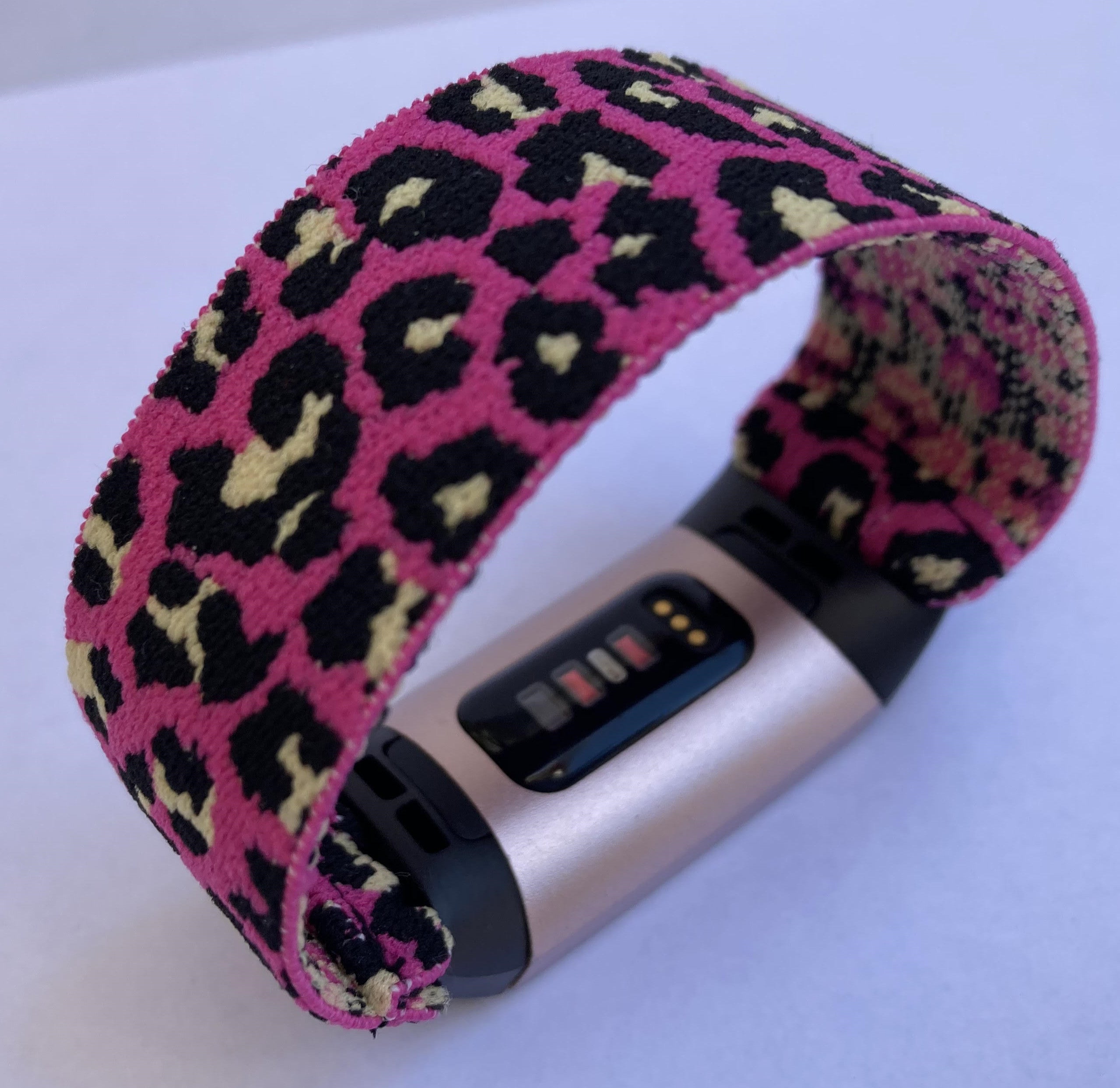 Elastic band for Fitbit charge 3 / 4 bands Handmade Customized Charge 3 watch bands pink leopard print