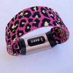 Elastic band for Fitbit charge 3 / 4 bands Handmade Customized Charge 3 watch bands pink leopard print