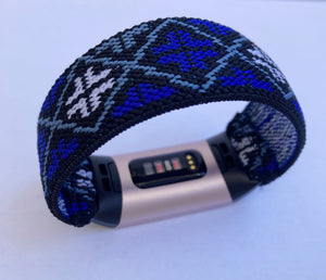 Elastic band for Fitbit charge 3 / 4 bands Handmade Customized Charge 3 watch bands blue pattern