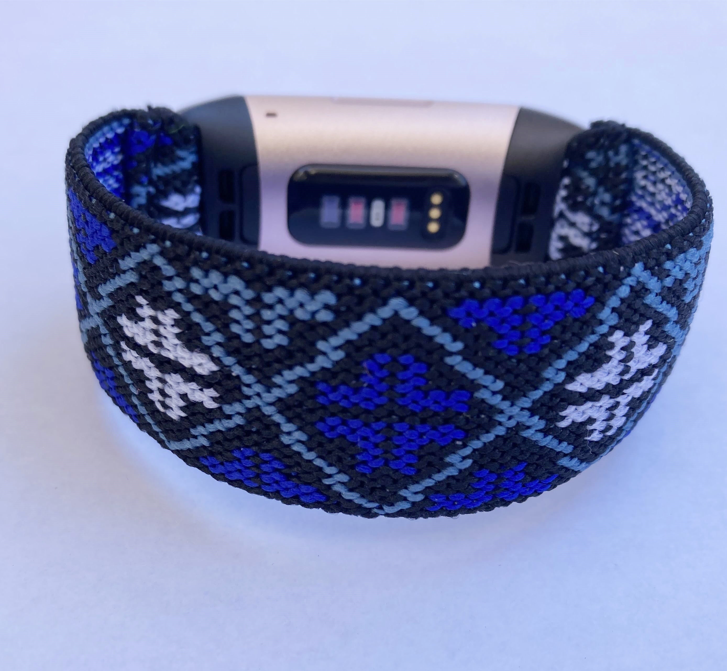 Elastic band for Fitbit charge 3 / 4 bands Handmade Customized Charge 3 watch bands blue pattern