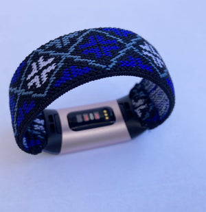 Elastic band for Fitbit charge 3 / 4 bands Handmade Customized Charge 3 watch bands blue pattern