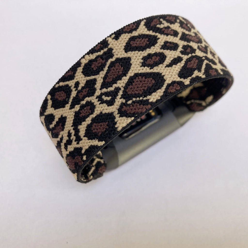 Elastic band for Fitbit charge 3 / 4 bands Handmade Customized Charge 3 / Charge 4 watch bands brown leopard print