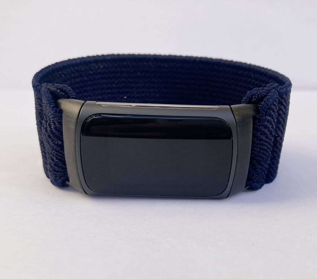 Elastic watch band for Fitbit Charge 5 handmade Boho hippie Elastic watch band New dark blue