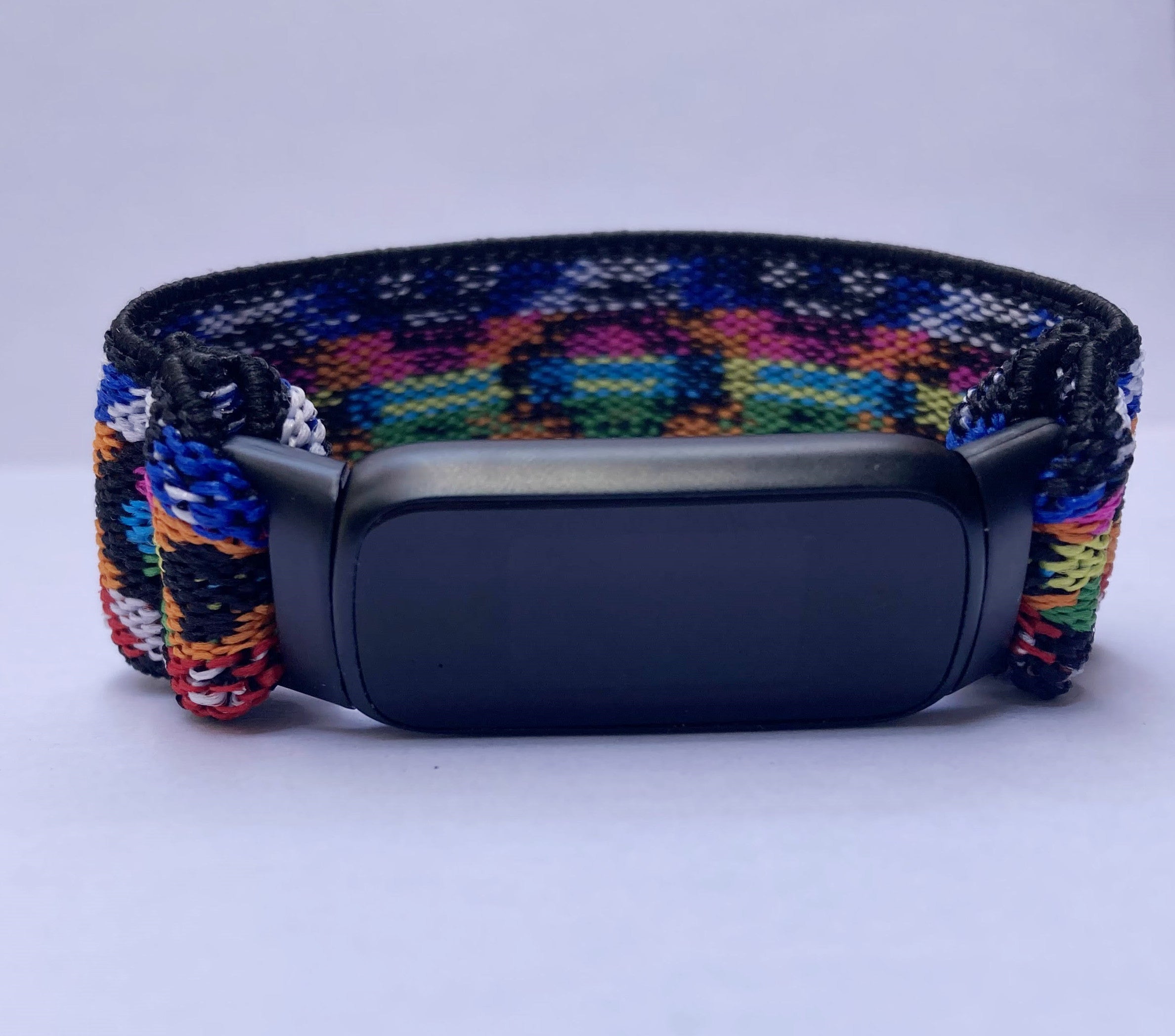 Elastic watch band for Fitbit Luxe hand made Boho hippie Elastic watch band New rainbow band