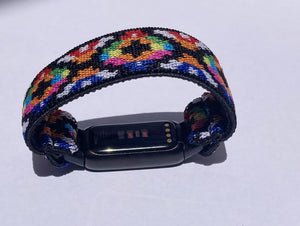 Elastic watch band for Fitbit Luxe hand made Boho hippie Elastic watch band New rainbow band