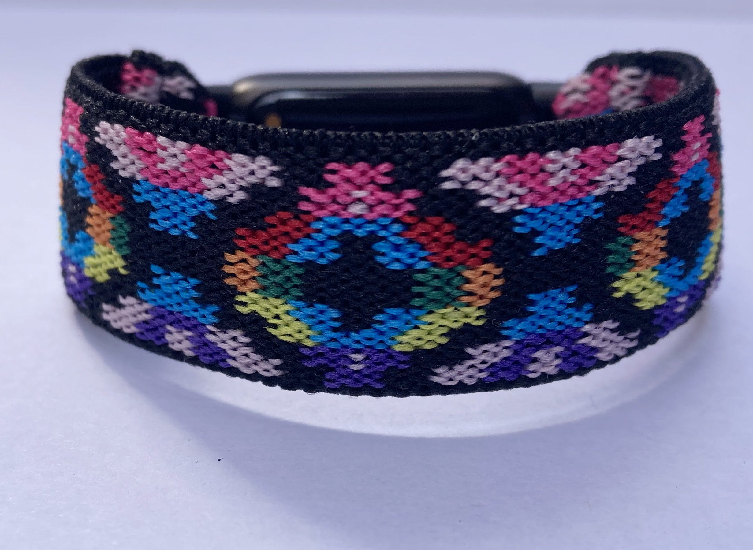 Elastic watch band for Fitbit Luxe hand made Boho hippie Elastic watch band New band rainbow