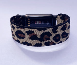 Elastic watch band for Fitbit Luxe hand made Boho hippie Elastic watch band New band leopard print