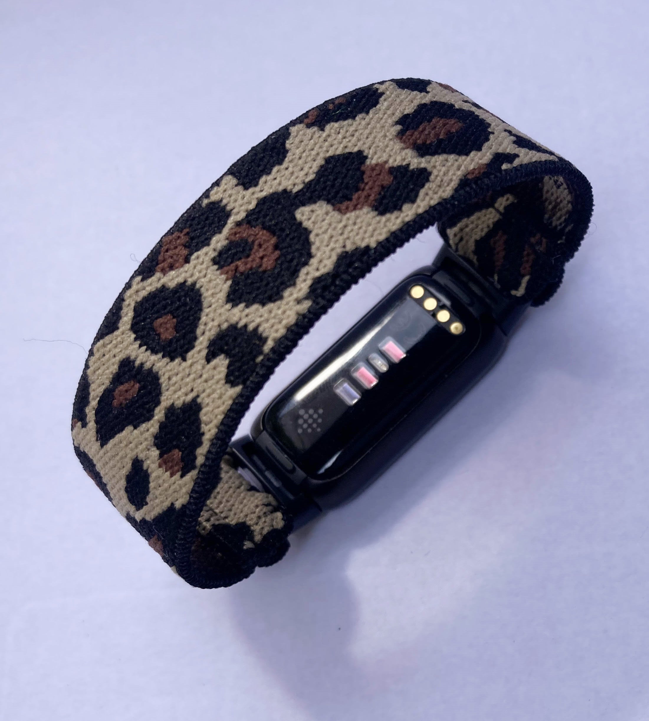 Elastic watch band for Fitbit Luxe hand made Boho hippie Elastic watch band New band leopard print