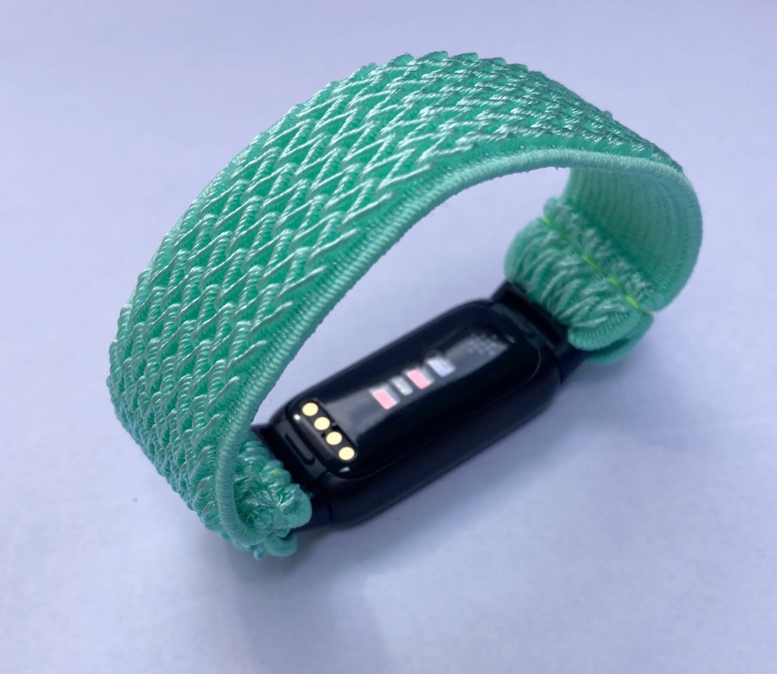 Elastic watch band for Fitbit Luxe hand made Boho hippie Elastic watch band New band green