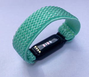 Elastic watch band for Fitbit Luxe hand made Boho hippie Elastic watch band New band green