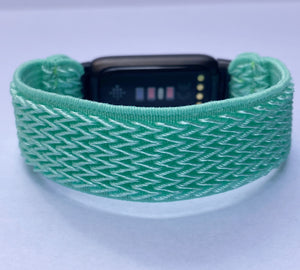 Elastic watch band for Fitbit Luxe hand made Boho hippie Elastic watch band New band green