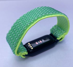 Elastic watch band for Fitbit Luxe hand made Boho hippie Elastic watch band New band green