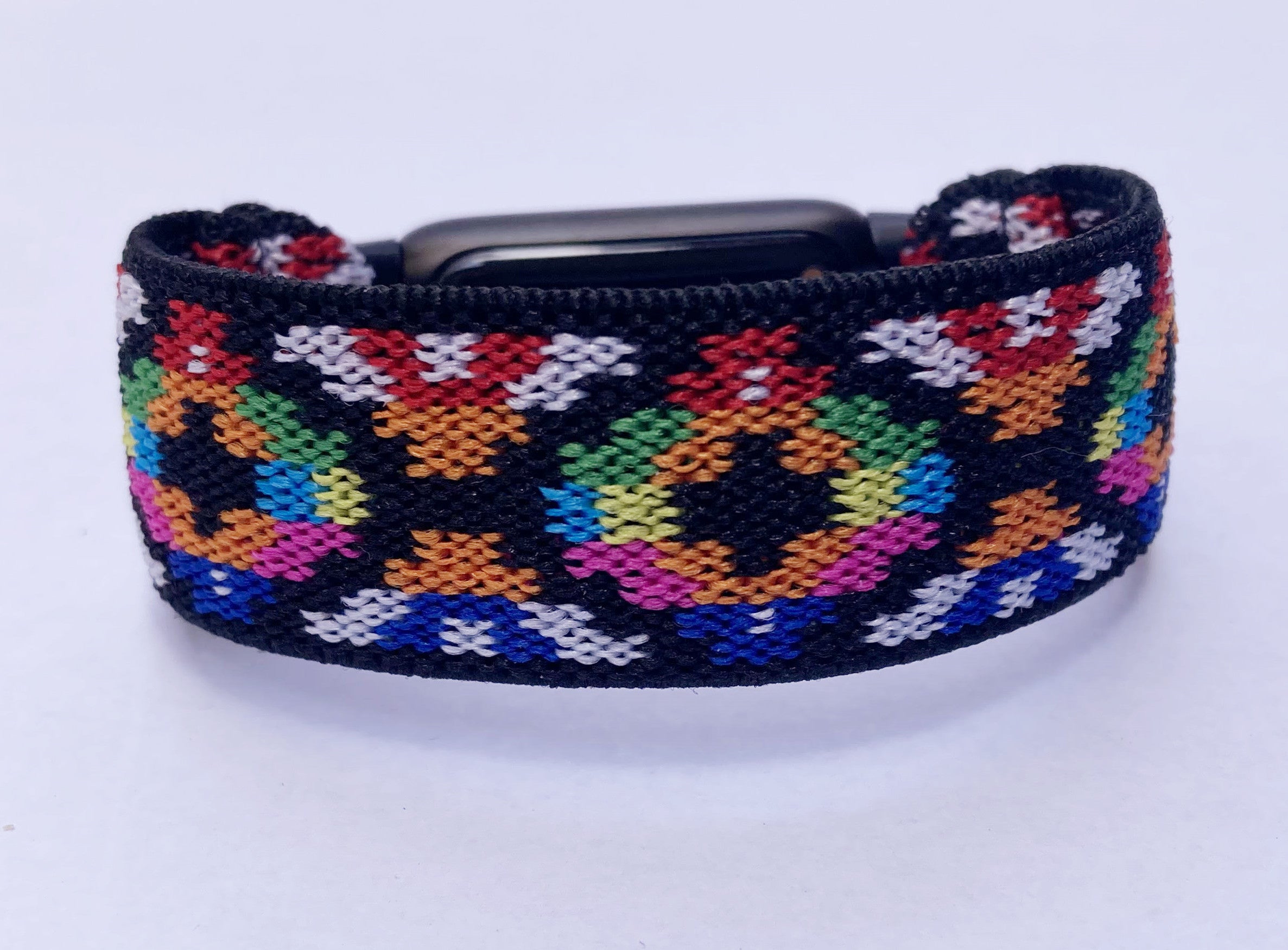 Elastic watch band for Fitbit Luxe hand made Boho hippie Elastic watch band New rainbow band