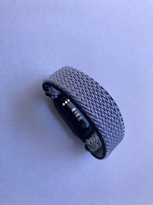 Elastic watch band for Fitbit Luxe hand made Boho hippie Elastic watch band New silver