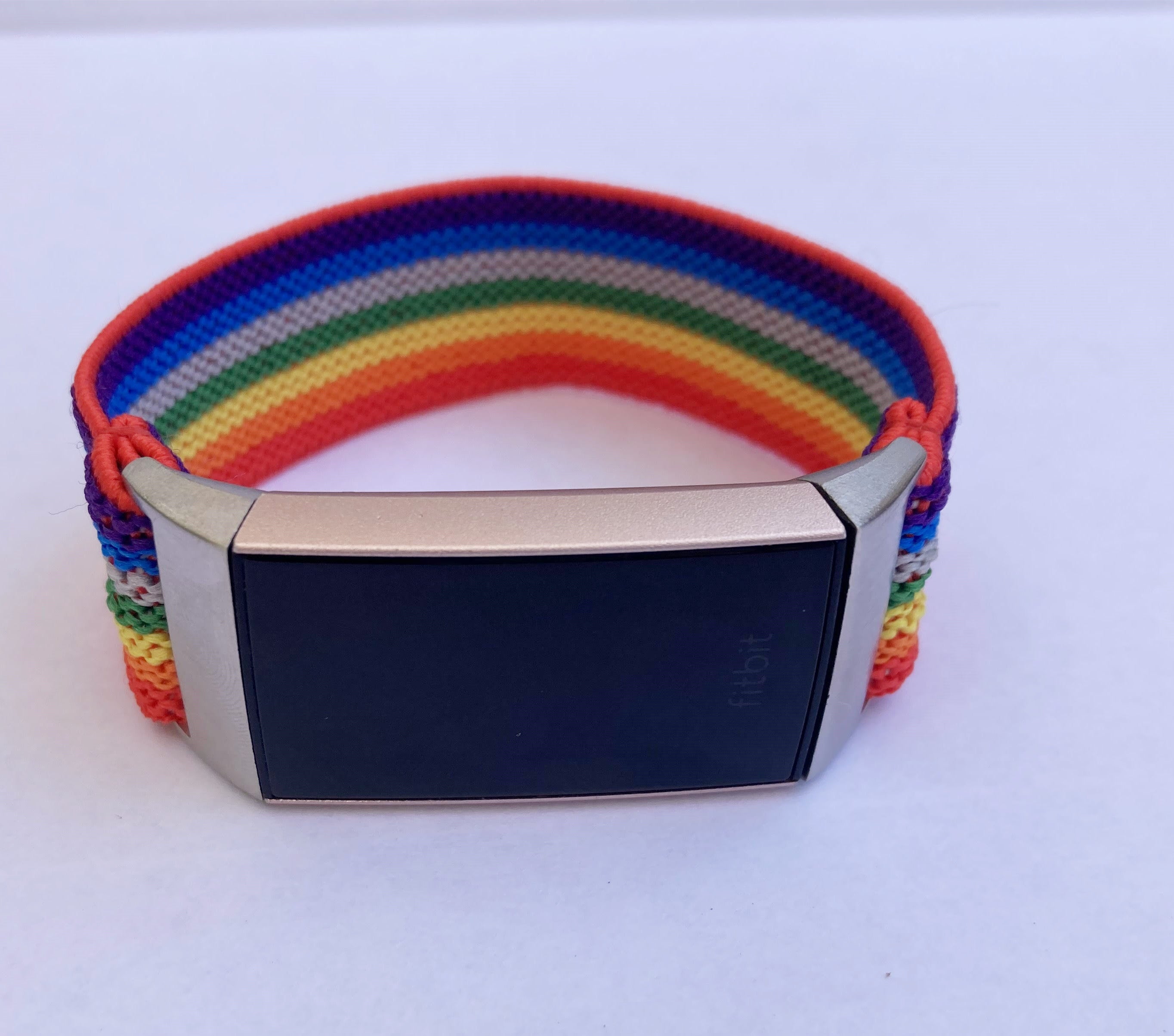 Elastic watch band for Fitbit charge 3 / 4 bands Handmade Customized Boho hippie 20mm bands rainbow