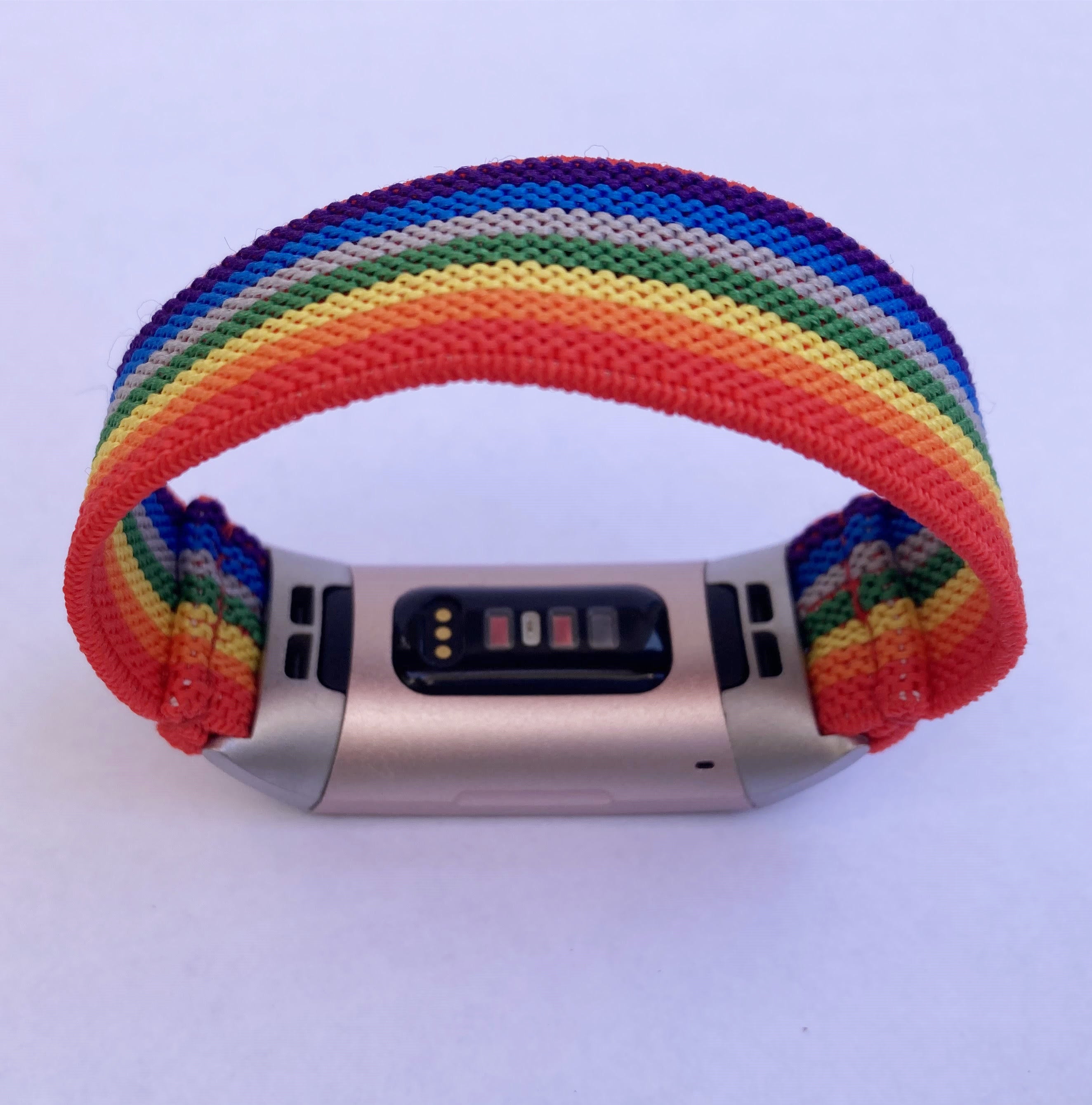 Elastic watch band for Fitbit charge 3 / 4 bands Handmade Customized Boho hippie 20mm bands rainbow