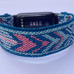 Elastic watch band for Fitbit Luxe hand made Boho hippie Elastic watch band New blue