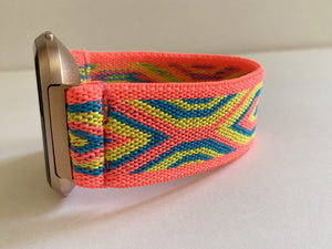 Elastic Fitbit Versa watch band for Fitbit Versa 1 / 2 and Lite -  blue pink yellow boho style