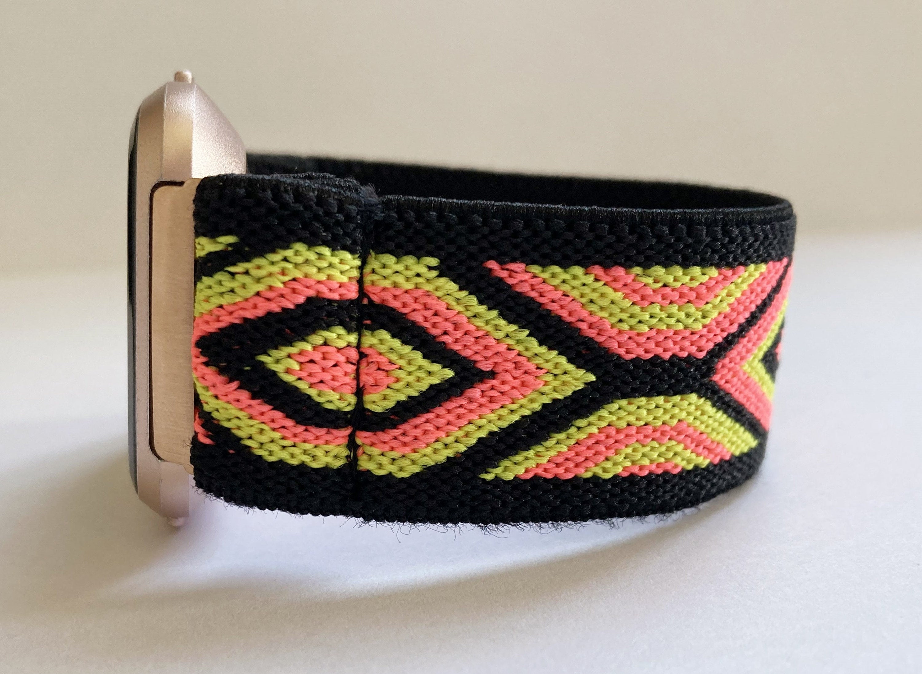 Elastic Fitbit Versa watch band for Fitbit Versa 1 / 2 and Lite -  Boho hippie style yellow black