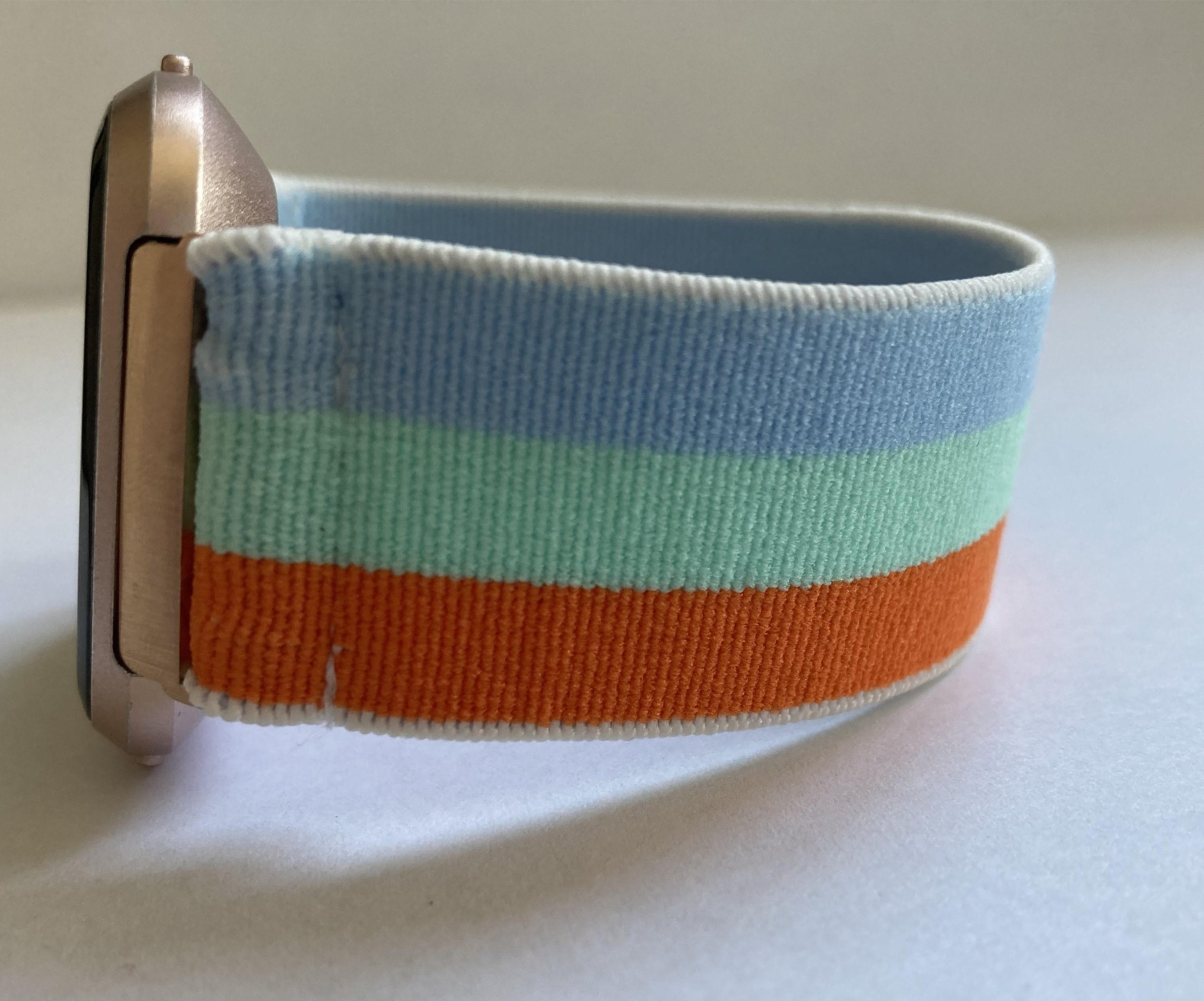 Fitbit Versa 1 / 2 and Lite bands Elastic Stretch Fitbit Versa stripe Watch band blue orange