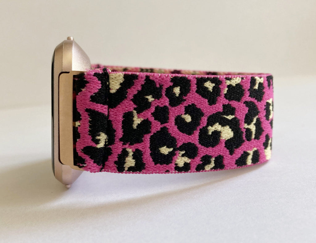 Elastic watch band for Fitbit Versa 1 / 2 and Lite -  Boho hippie pink Leopard Print Cheetah