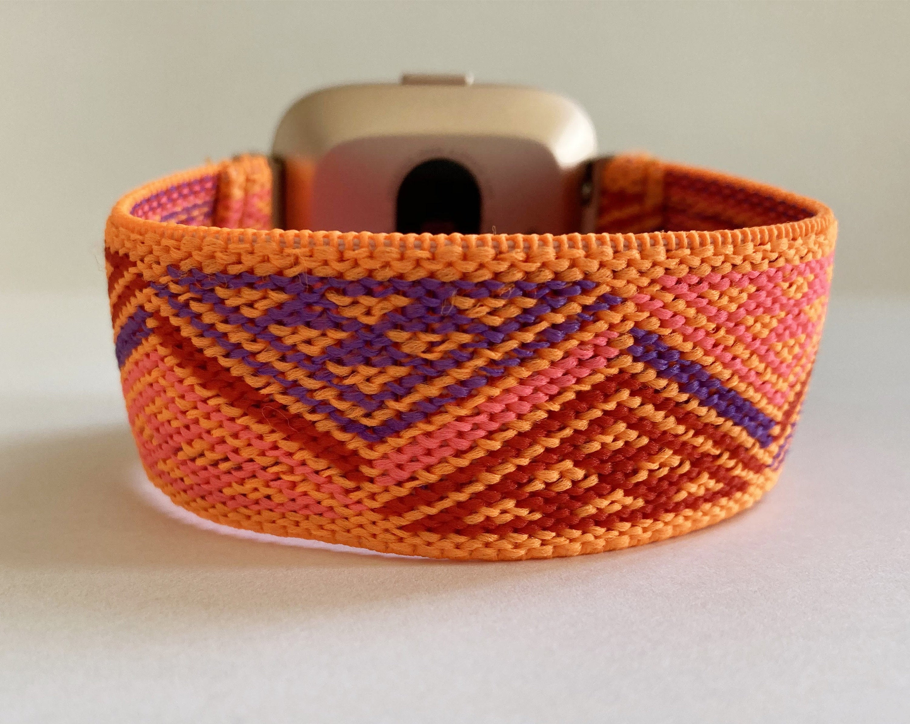 Elastic watch band for Fitbit Versa 1 / 2 and Lite Fitbit Versa band -  Boho hippie beach orange red