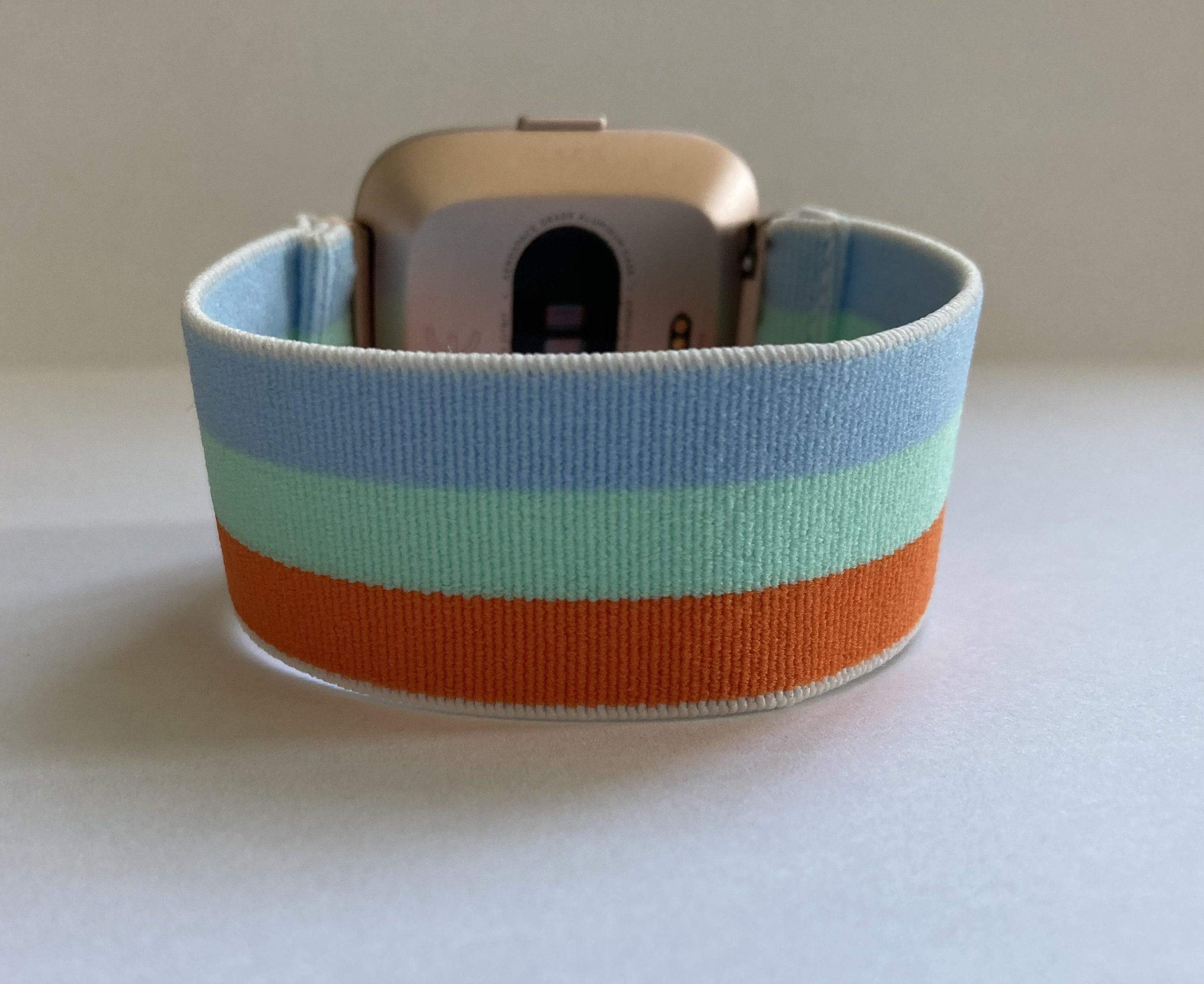 Fitbit Versa 1 / 2 and Lite bands Elastic Stretch Fitbit Versa stripe Watch band blue orange