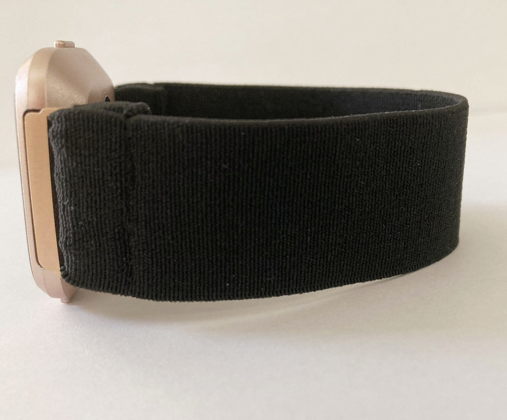 Elastic Fitbit Versa 1 ,2 and Lite watch  band  -  New style handmade elastic band for iwatch Black