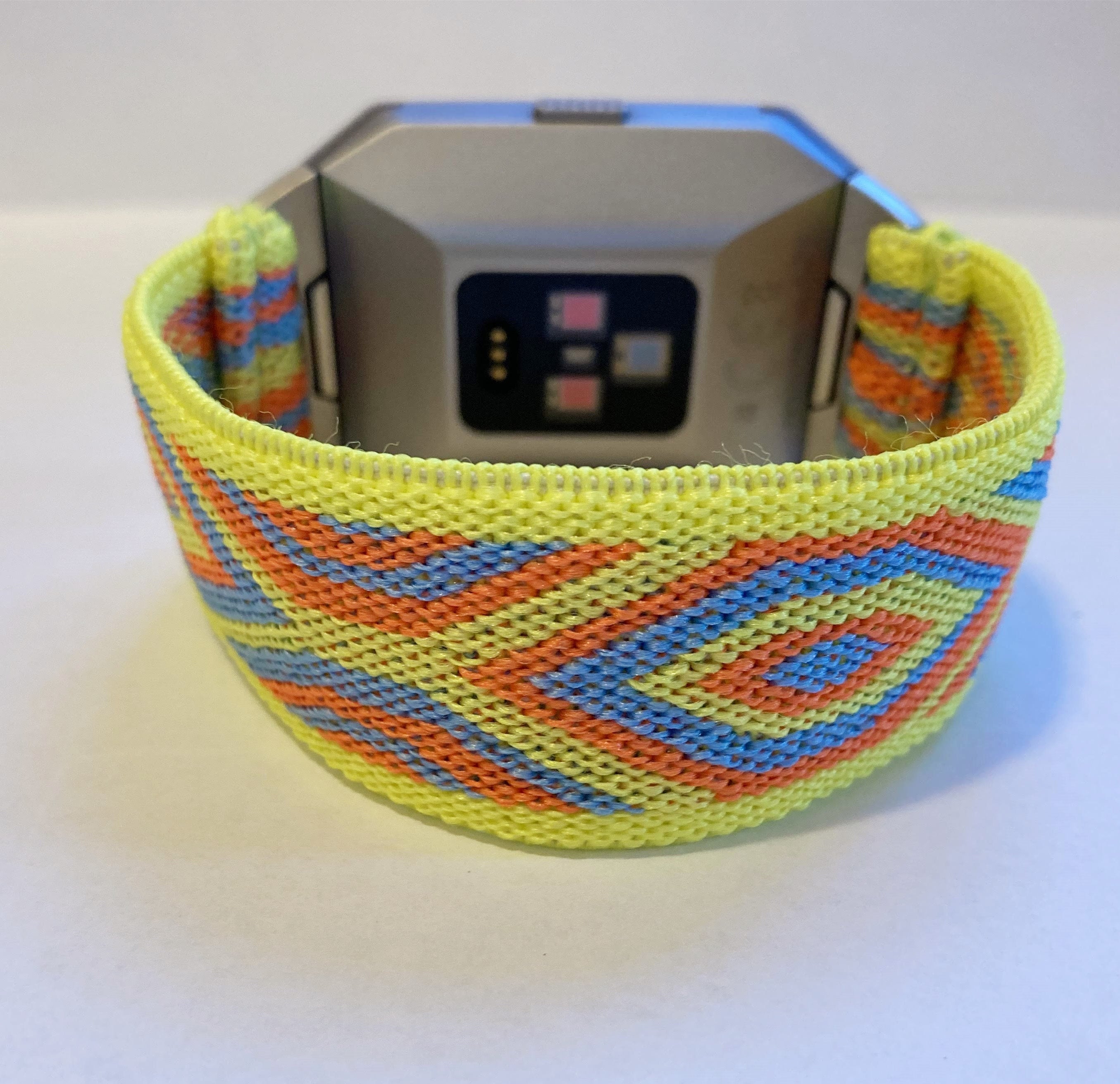 Fitbit Ionic Watch band Elastic watch band  Boho Hippie stripe Yellow  blue orange