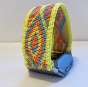 Fitbit Ionic Watch band Elastic watch band  Boho Hippie stripe Yellow  blue orange