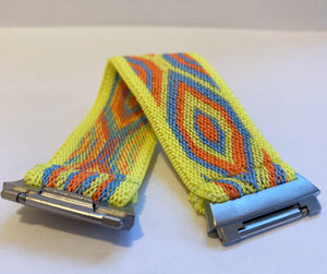 Fitbit Ionic Watch band Elastic watch band  Boho Hippie stripe Yellow  blue orange