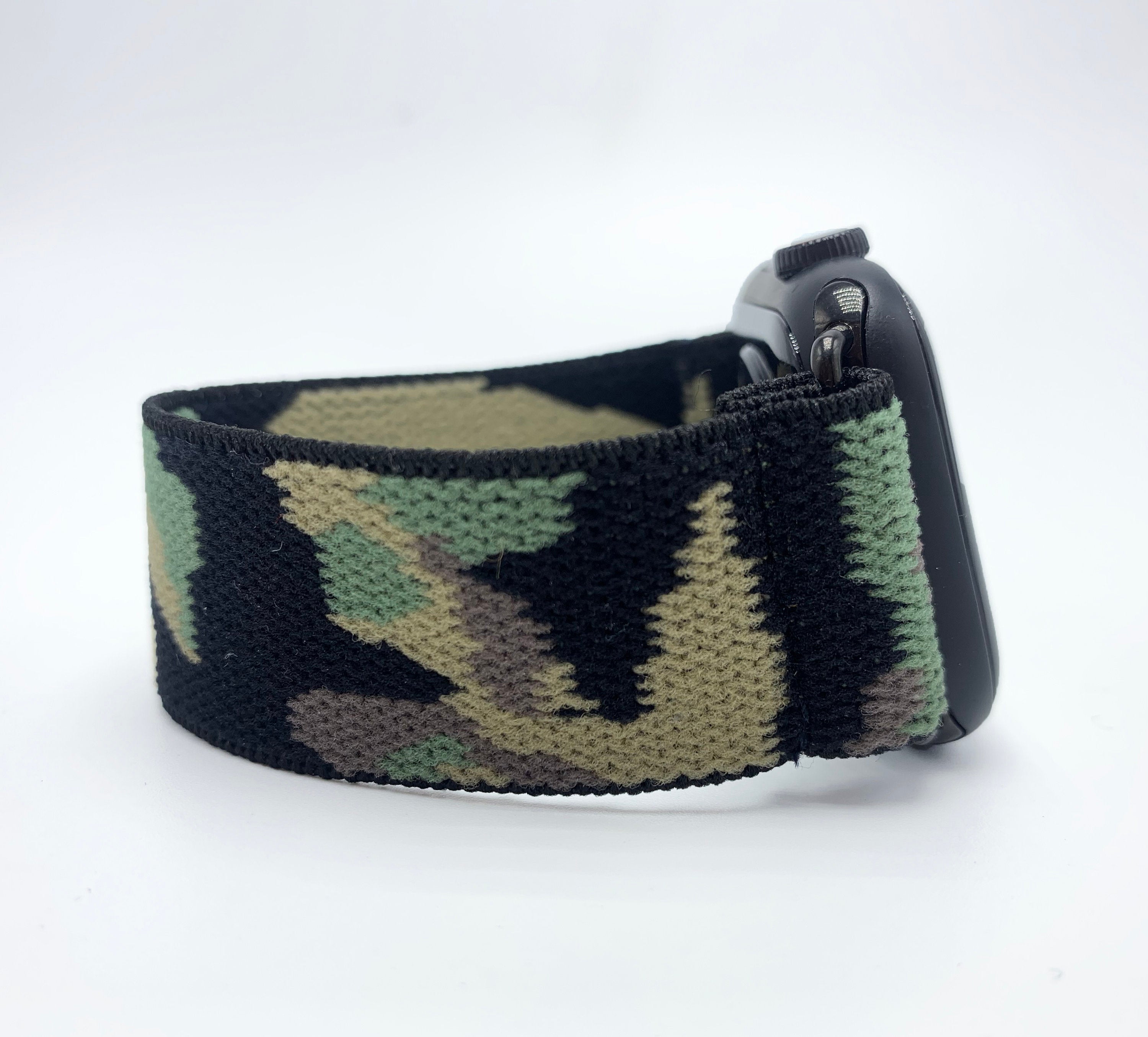 Elastic Apple Watch band fits 38mm 40mm 42mm and 44mm for All series  1 -6 handmade bands camo